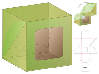 Printable Dieline Packaging Template with Transparent Window Box and Foldable Layout