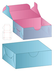Open and Closed Blue and Pink Packaging Box Template  3D Mockup