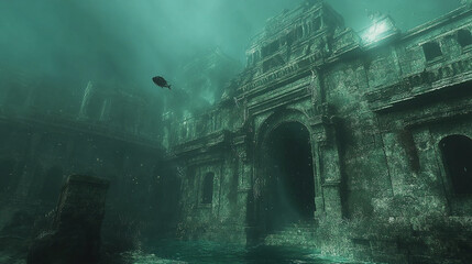 Explore the mysterious underwater city ruins, a hauntingly beautiful lost civilization perfect for fantasy novels, games, and historical documentaries