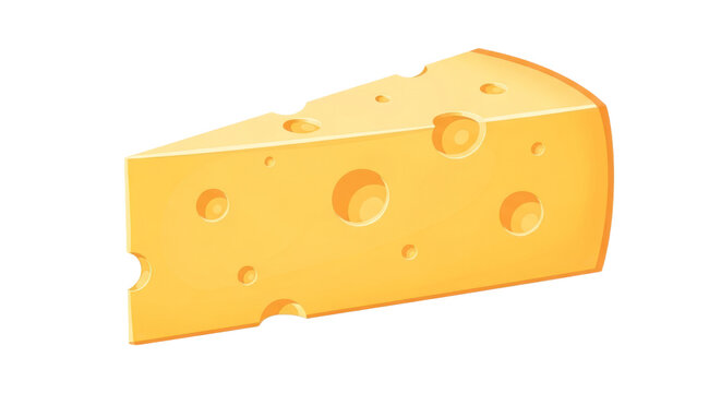 Cartoon wedge of cheese with holes isolated on transparent background