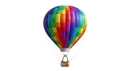 Fototapeta premium Colorful hot air balloon floating isolated against transparent background
