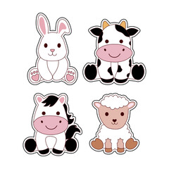 Adorable baby farm animals sticker collection