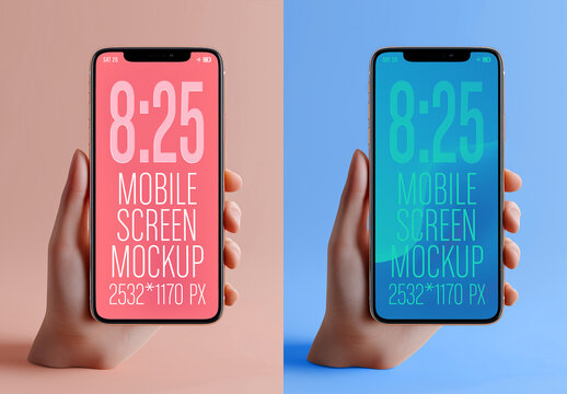 Smartphone Mockup PSD Held in Hand with Customizable Screen
