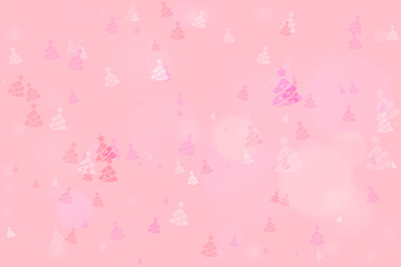 Soft Pink Christmas Tree Pattern Background with Sparkling Bokeh Lights for Festive Holiday Celebrations