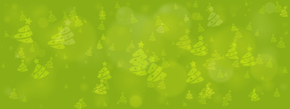 Abstract green background with festive Christmas tree pattern and soft bokeh lights, perfect for holiday designs and seasonal greetings