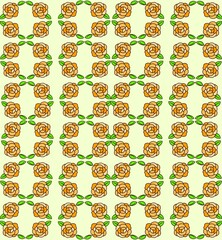 オレンジのバラのパターンイラスト