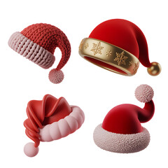 Realistic 3D Christmas Santa Hat on Transparent Background