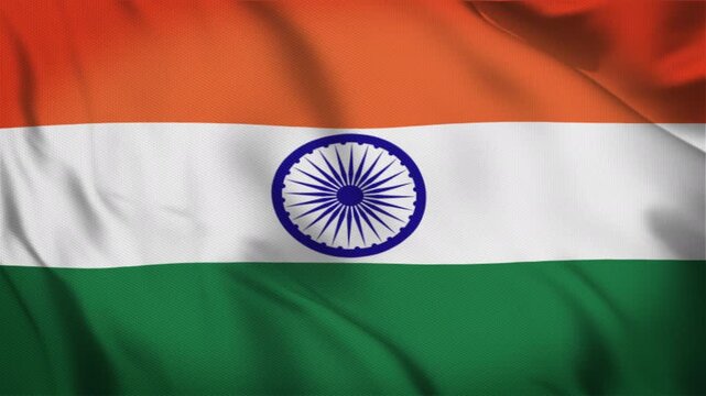 Indian flag national symbol patriotism tricolor fabric texture ideal for themes of national identity, independence, culture, and travel content.