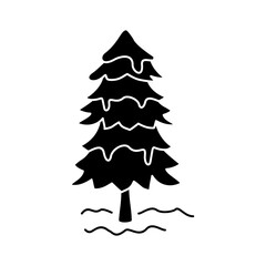 Obraz premium Pine Tree Icon Black