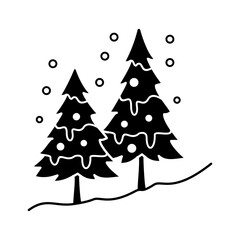 Obraz premium Pine Tree Icon Black