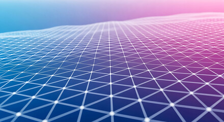 Abstract digital grid surface with blue and pink gradient background image