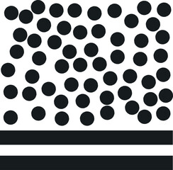 Lots of circles and two thick stripes at the bottom.