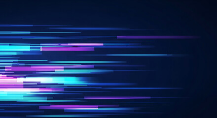 Abstract horizontal light streaks in blue and purple on dark background image 1