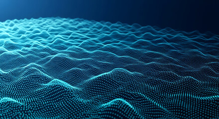 Abstract blue digital wave pattern of glowing dots background bright