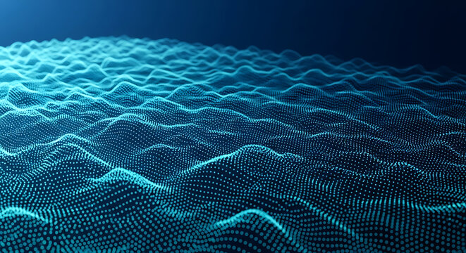 Abstract blue digital wave pattern of glowing dots background bright - Powered by Adobe