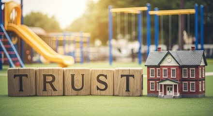 Building trust and safety in the community concept with model house