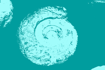 Illustration of a fossil of ammonite on a blue background. Close-up of an old ammonite in blue. Geology and archeology science and fossil. Textured fossil with pattern and trace. © Martine
