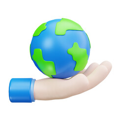 3D Hand Holding Eco Earth Icon