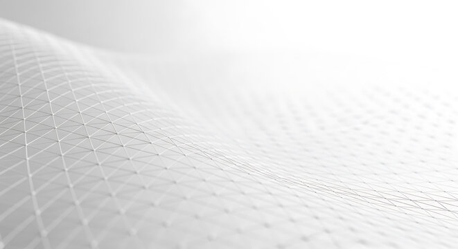 Abstract white mesh surface with flowing geometric pattern background