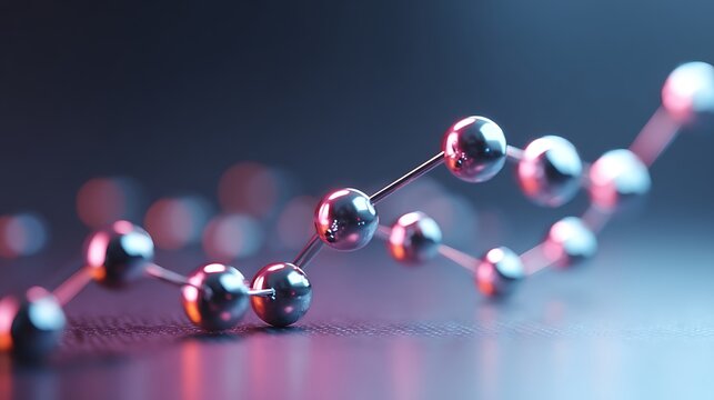 Silver Spheres Connected by Rods Futuristic Tech or Molecular Structure