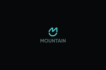 Letter M minimal unique mountain logo