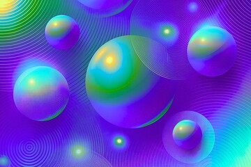 Vibrant futuristic spheres with neon glows and swirling lines, perfect for technology, science, or creative projects needing a modern, eye-catching design