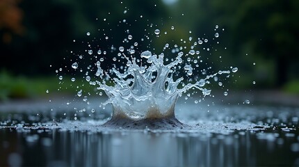 Crystal Clear Water Splash Crown, Dynamic Droplets, Fresh Liquid Impact