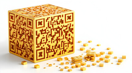 Golden QR code cube decomposes