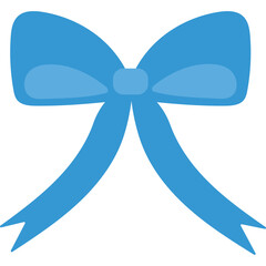 A Detailed Light Blue Bow Decoration with Two Loops and Hanging Tails on a Transparent Background Perfect for Gift Wrapping and Celebrations