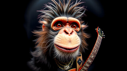 Rockin primate shreds a guitar