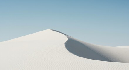 Serene White Sands: Minimalist Dune Landscape Under Pale Blue Sky