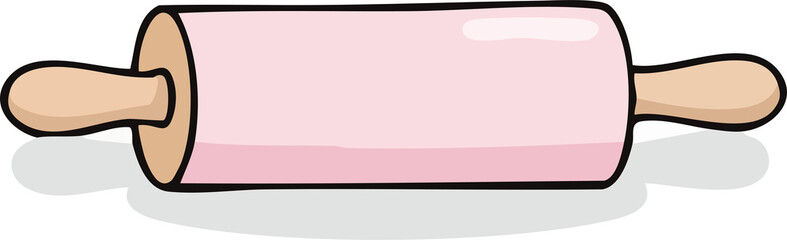 Fototapeta premium cartoon hand drawing of pink rolling pin