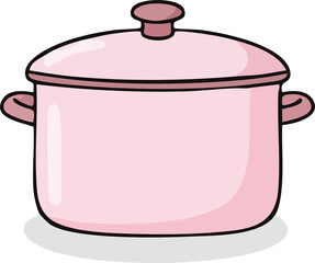 Illustration of Pink cooking pot with lid