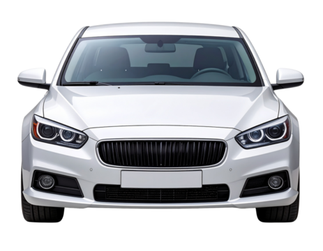 Untitled design - A sleek modern white sedwith subtle reflections on the body, sharp detailing of headlights and grille, clean a bac kround