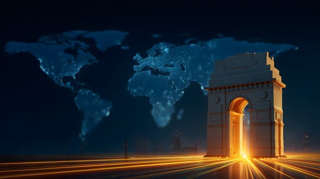 Global Connectivity & Digital India: AI-Generated Tech Background - Powered by Adobe