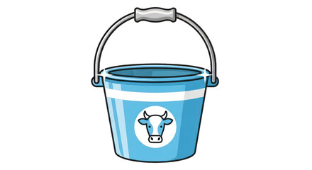 Cartoon bucket with cow icon and handle against transparent background