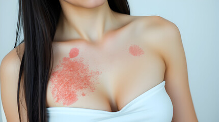 Woman with rash on chest