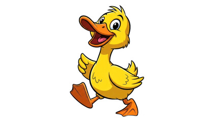Cartoon duck walking with a cheerful expression on a transparent background