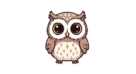 Cartoon owl illustration with wide eyes and detailed feather pattern