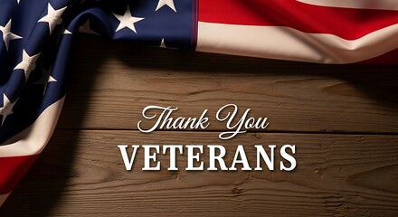 Thank you veterans american flag on wooden background