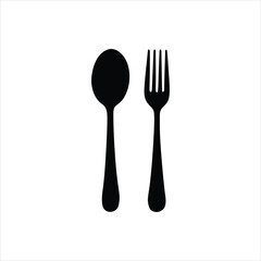 Spoon and Fork Icon – Cutlery Silhouette Vector