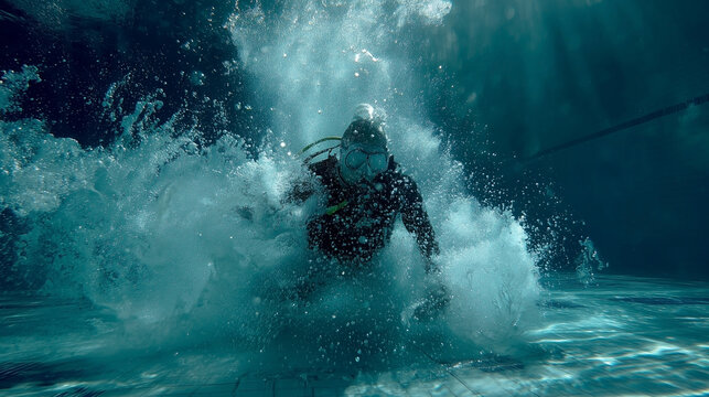 A man is diving into a pool
