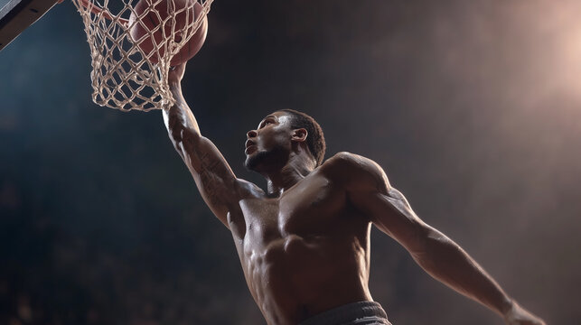 A basketball player is jumping up to shoot the ball into the basket