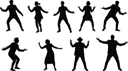 Expressive silhouette, emotional gesture, dramatic pose, human reaction, black figure, body language, frustration stance, theatrical movement, nonverbal communication, character art
