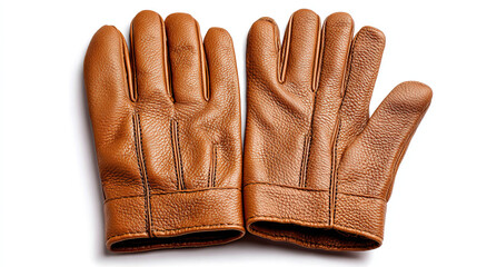 Stylish Young Men’s Leather Gloves in Tan Brown Color Minimal on Transparent Background