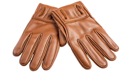 Stylish Young Men’s Leather Gloves in Tan Brown Color Minimal on Transparent Background