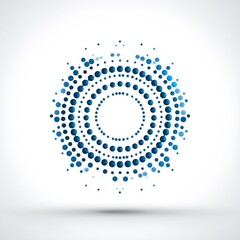 Abstract blue circular dot pattern with gradient effect on white background