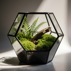 A Macro Shot of a Lush Geometric Terrarium