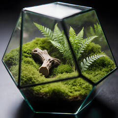A Macro Shot of a Lush Geometric Terrarium