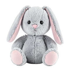 Cuddly Plush Bunny: A charming plush bunny sits, its soft, gray fur inviting a tender embrace, embodying comfort and joy. 